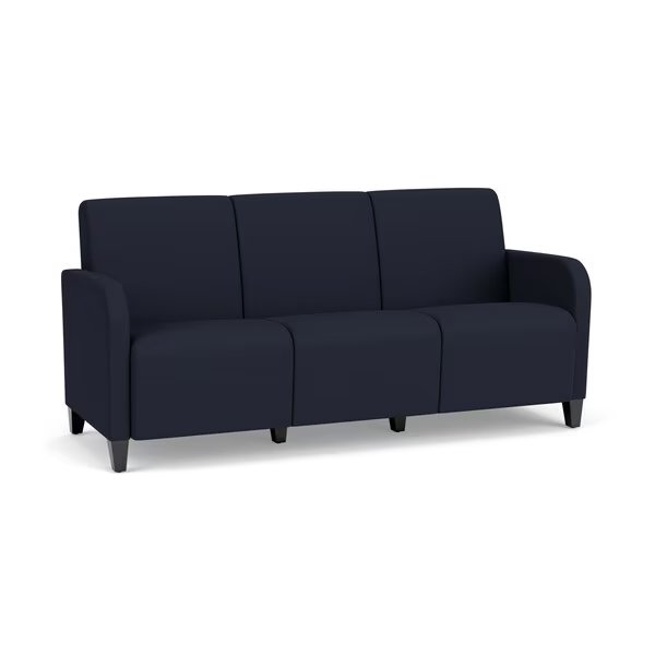 Siena Lounge Reception 3 Seat Tandem Seating No Center Arms, Black, OH Navy Upholstery, Lesro, Mfr#: SN3101